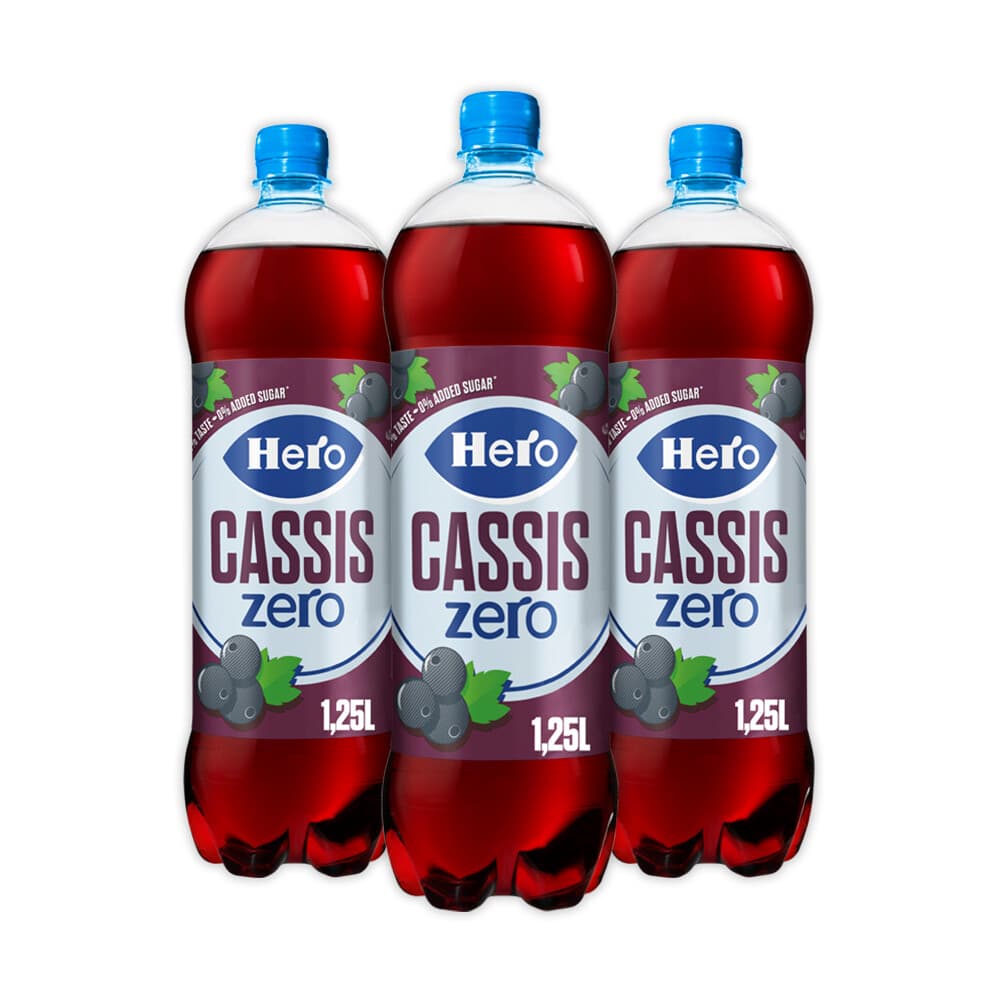 3x Hero Cassis Zero 1,25 liter