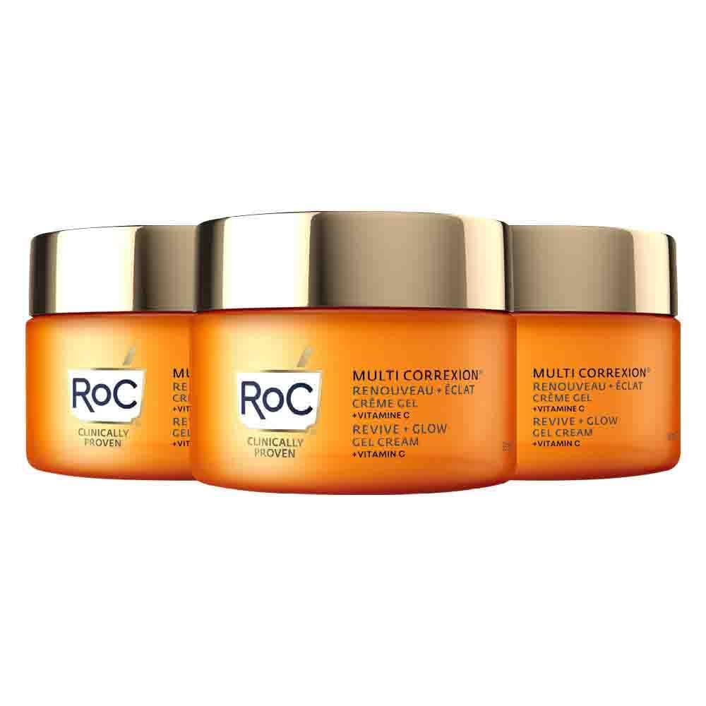 3x RoC Multi Correxion Revive + Glow Gel Crème 50 ml