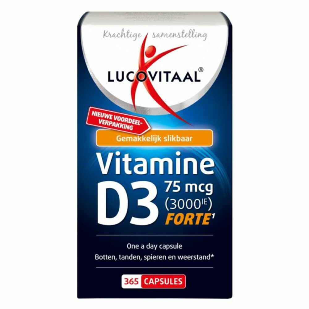 Gratis Verzending: 3x Lucovitaal Vitamine D3 D3 75mcg (3000IE) Forte 365 capsules
