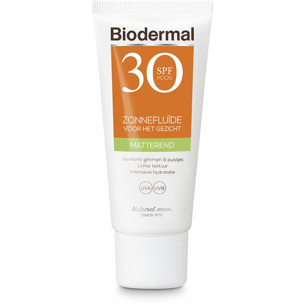 2x Biodermal Zonnefluïde Gezicht Matterend SPF 30 40 ml