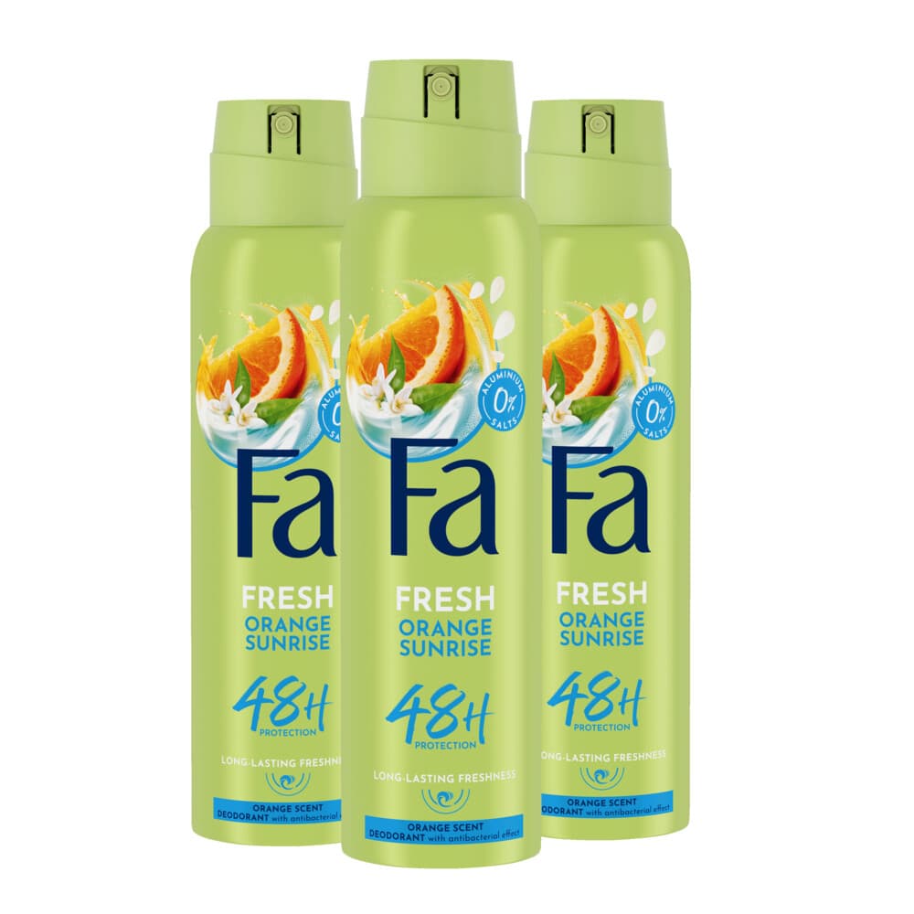 3x Fa Deodorant Spray Orange Sunrise 150 ml