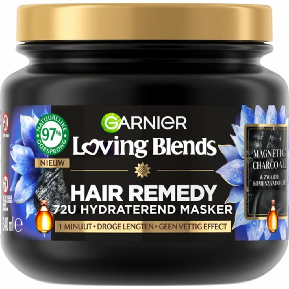 3x Garnier Loving Blends Magnetic Charcoal Haarmasker 340 ml