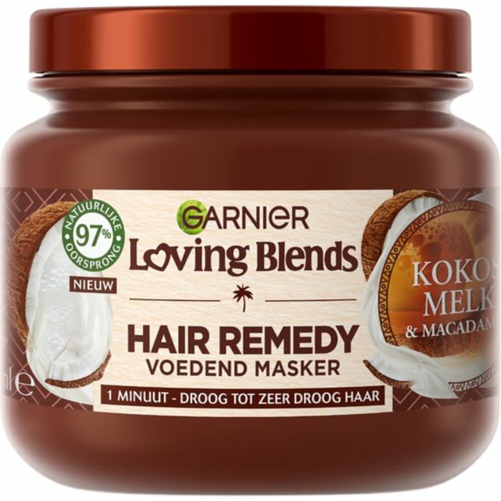 3x Garnier Loving Blends Kokosmelk en Macadamia Haarmasker 340 ml