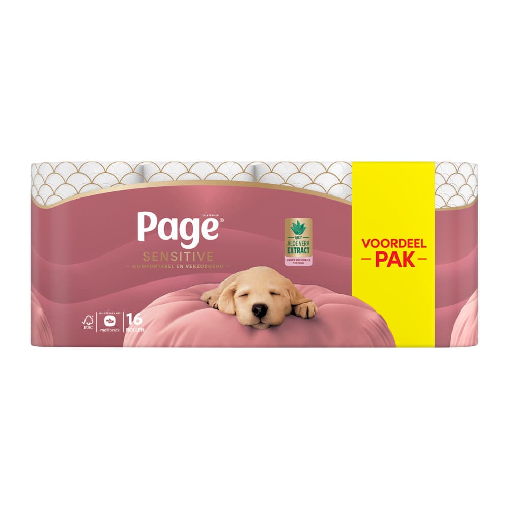 2e halve prijs: Page Toiletpapier Sensitive Aloe Vera 3-laags 16 stuks