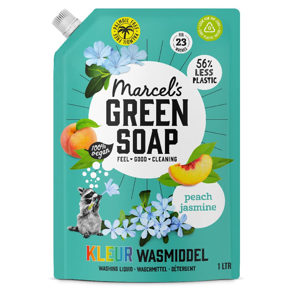 Marcel's Green Soap Wasmiddel Kleur Navul Perzik&Jasmijn 23 Wasbeurten 1 liter