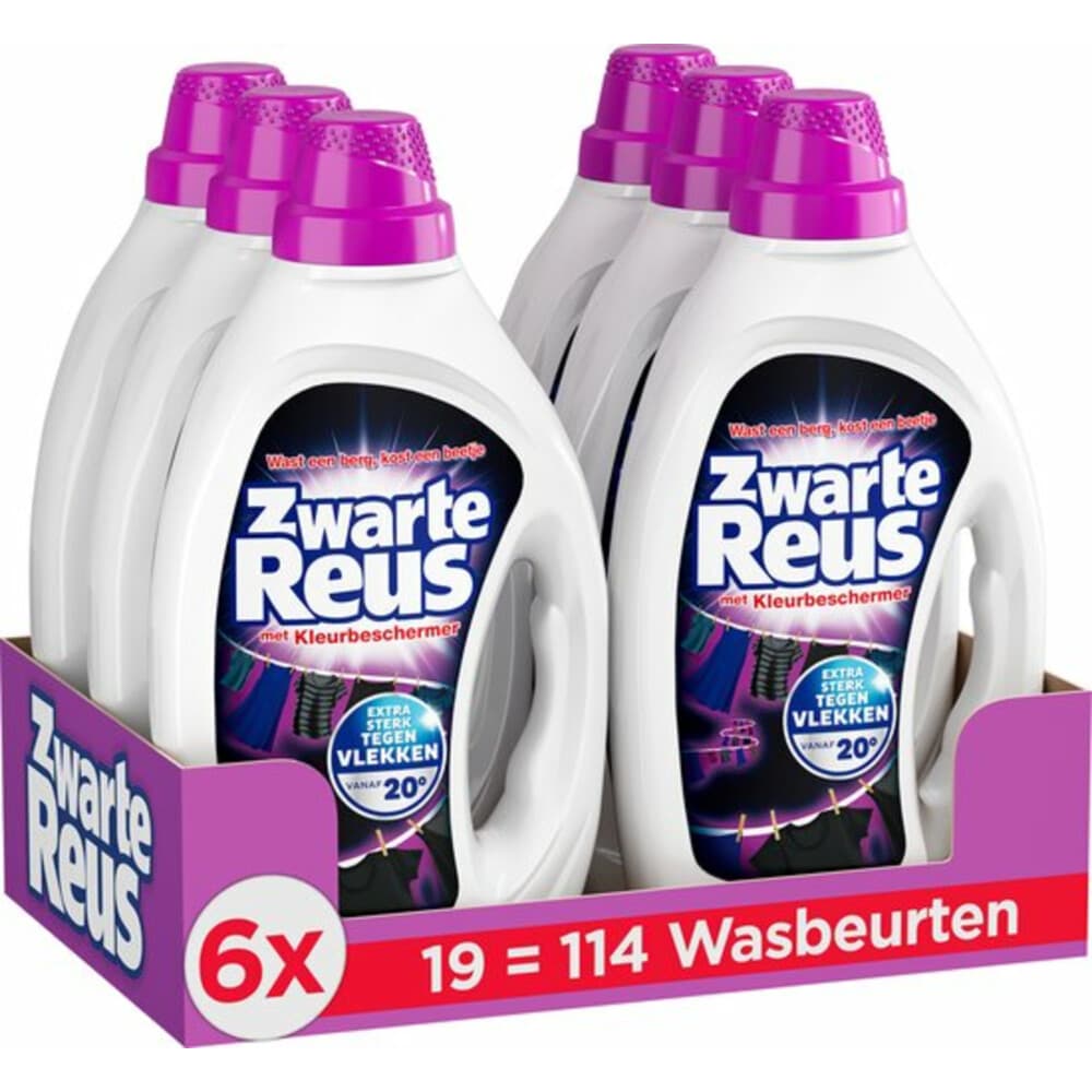 6x Witte Reus Vloeibaar Wasmiddel Zwarte Reus 19 Wasbeurten 855 ml