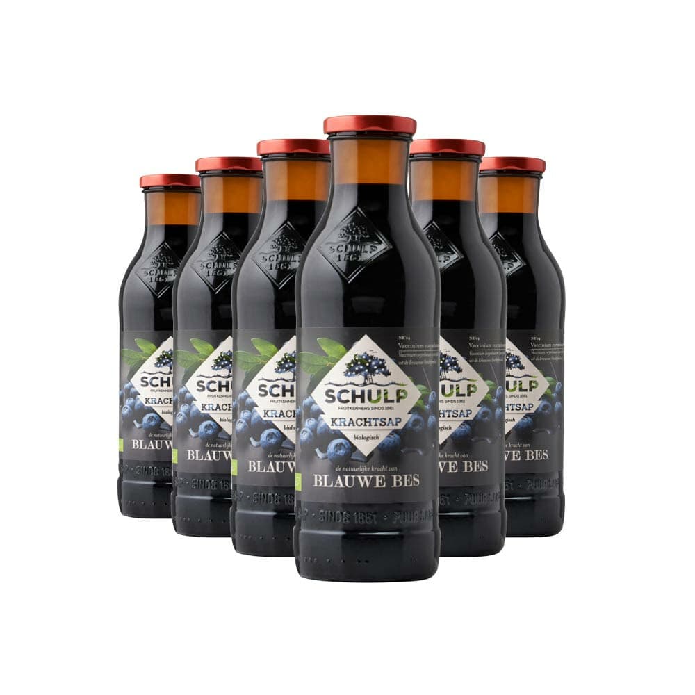 Schulp Blauwe Bessensap Puur Krachtsap Biologisch 6 x 0,75 liter