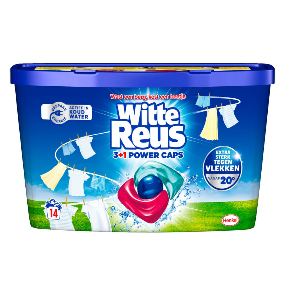 2+1 gratis: Witte Reus Wasmiddel 3+1 Power Caps 14 stuks
