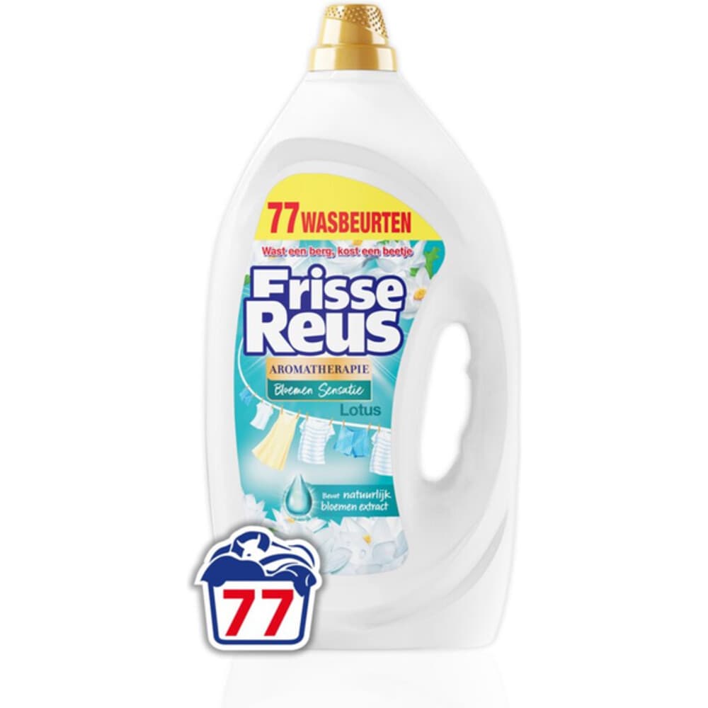 1+1 gratis: Witte Reus Wasmiddel Frisse Reus Gel Lotus 77 Wasbeurten 3,465 liter