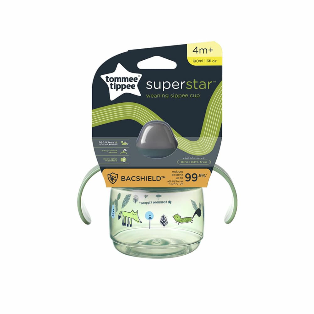 2x Tommee Tippee Close To Nature Drinkbeker First Trainer Cup Groen 4m+ 190 ml
