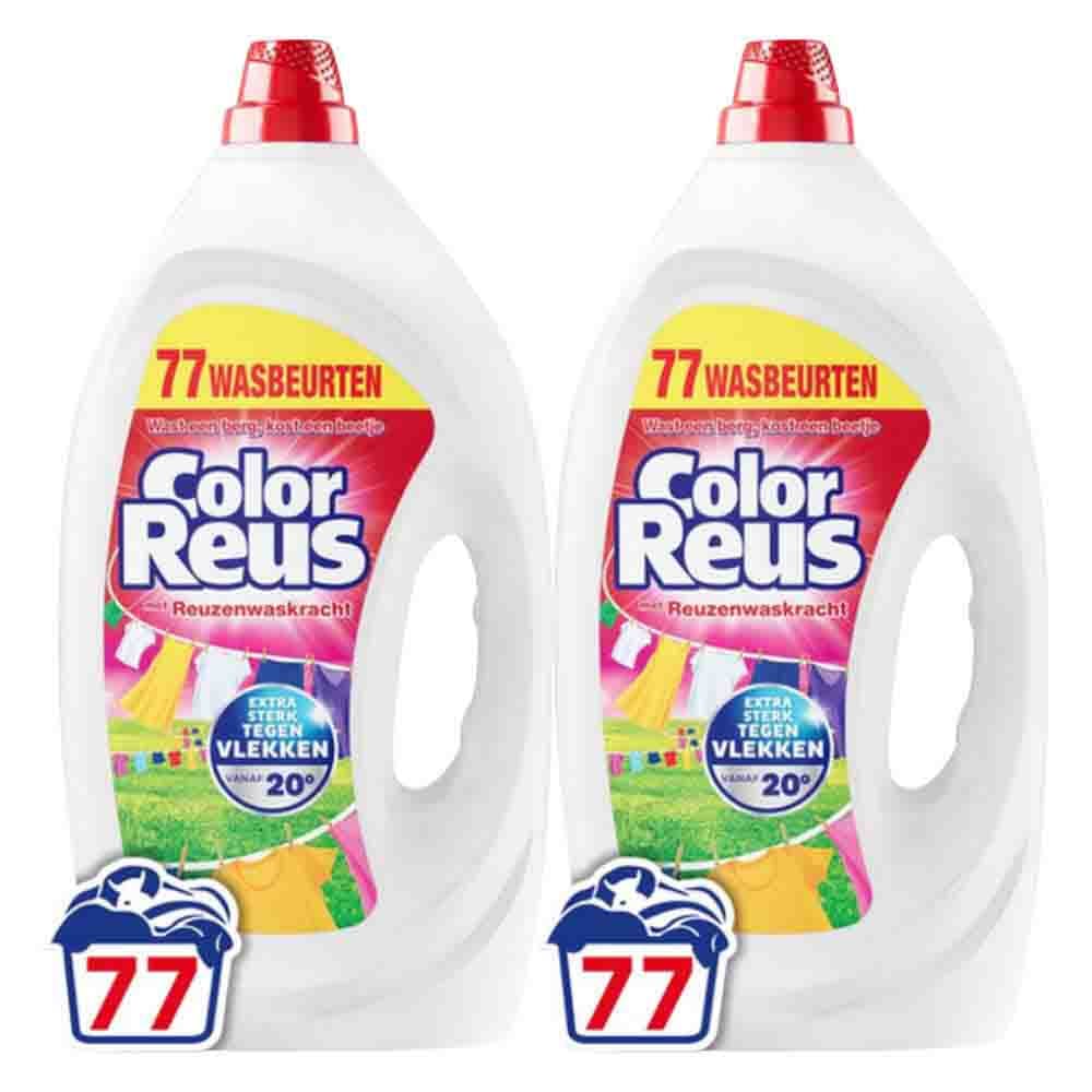 2x Witte Reus Wasmiddel Color Reus Gel 77 Wasbeurten 3,465 liter