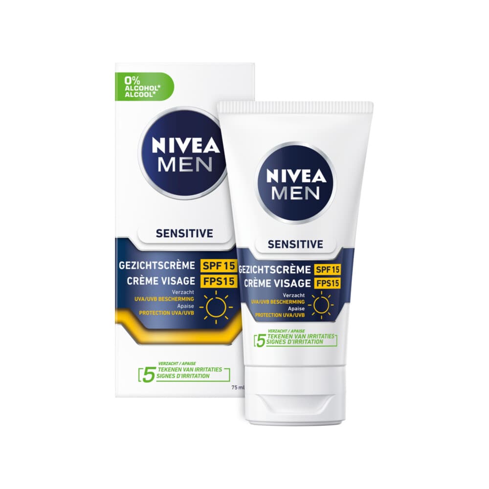 3x NIVEA Men Moisturizer Sensitive SPF 15 75 ml