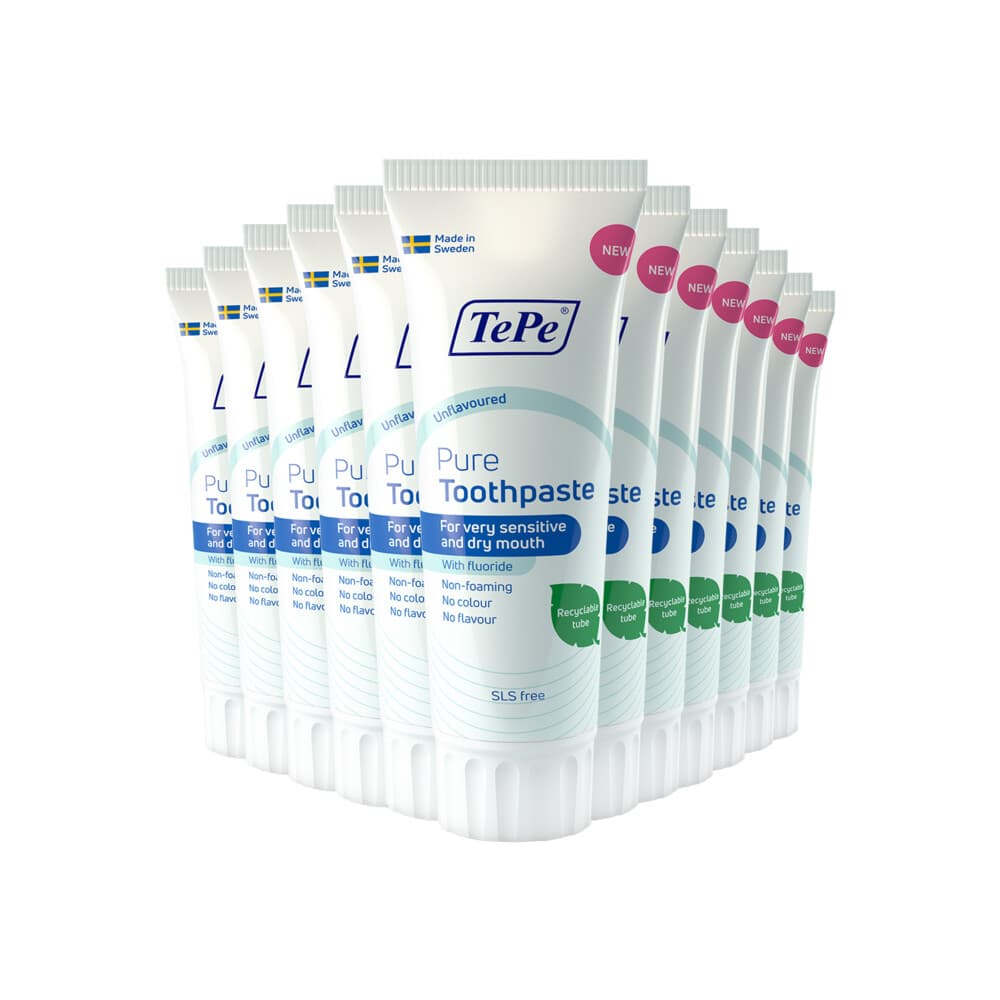 12x TePe Tandpasta Pure Unflavoured 75 ml