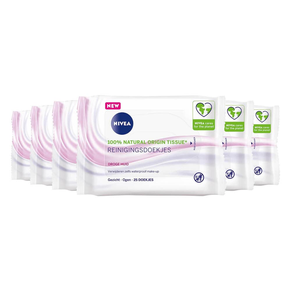 6x NIVEA Reinigingsdoekjes Droge Huid 25 stuks