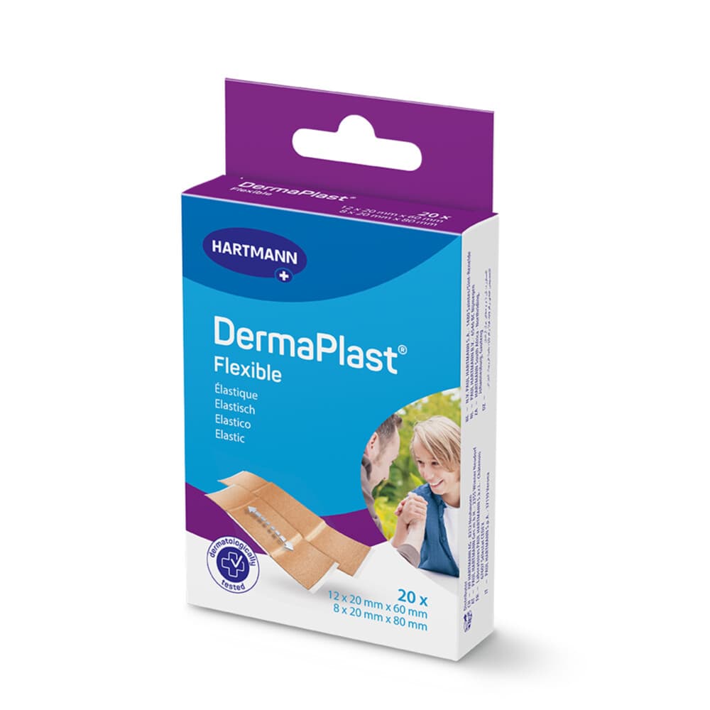 3x Dermaplast Flexibele Pleisters Strips 12x 2 x 6 cm + 8x 2 x 8 cm 20 stuks