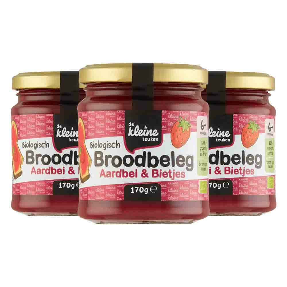 3x de Kleine Keuken Bio Aardbei en Biet Spread 170 gr