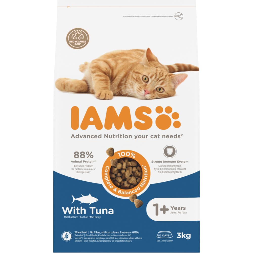 3x IAMS Cat Adult Tuna 3 kg
