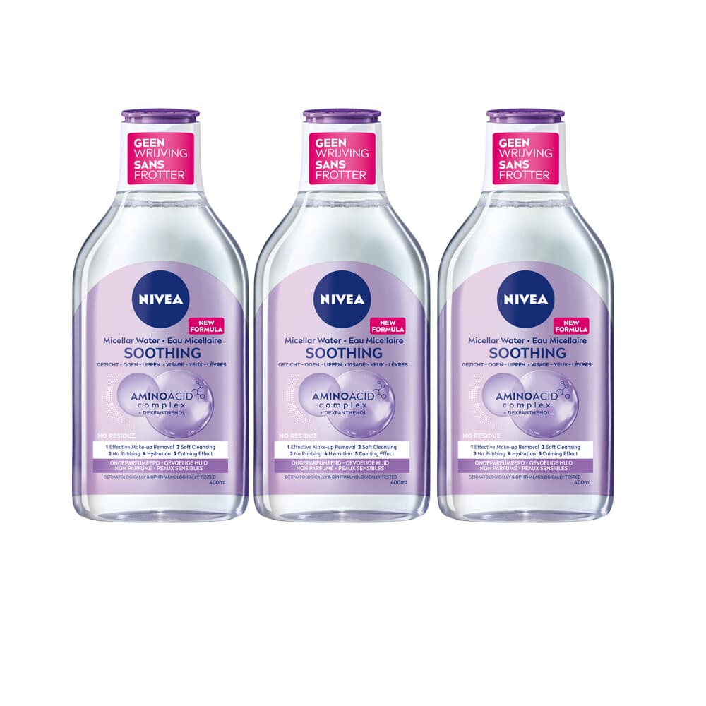 3x NIVEA 0% Residu Micellair Water Gevoelige Huid 400 ml