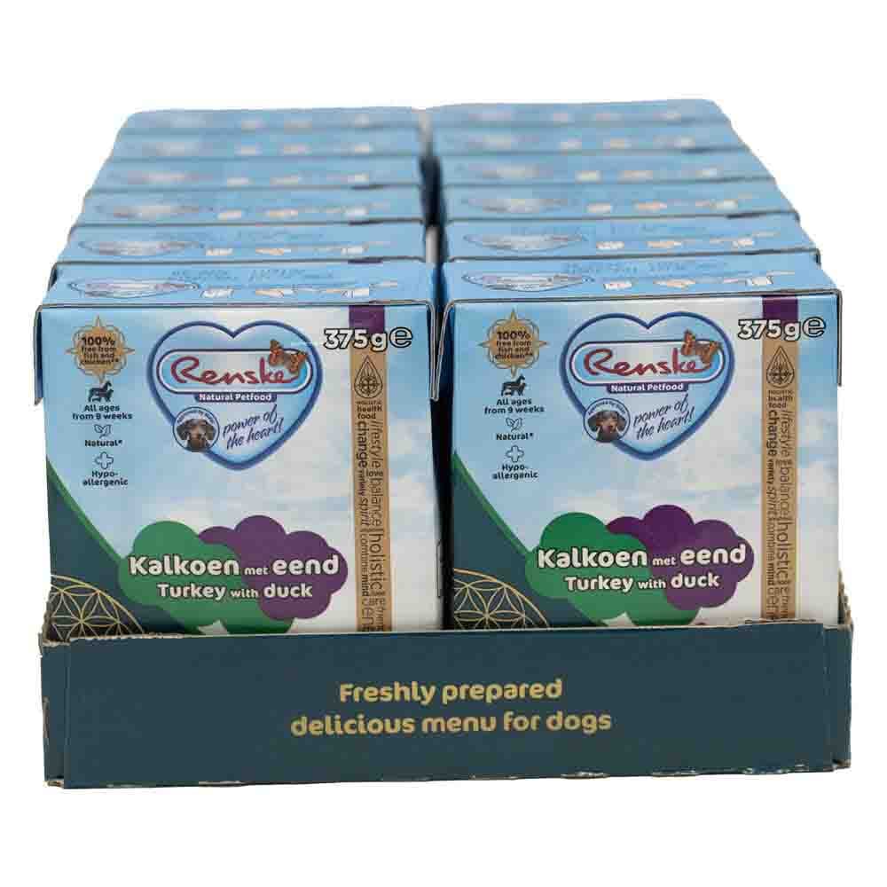 12x Renske Vers Tetra Hondenvoer Nat Kalkoen met Eend 375 gr