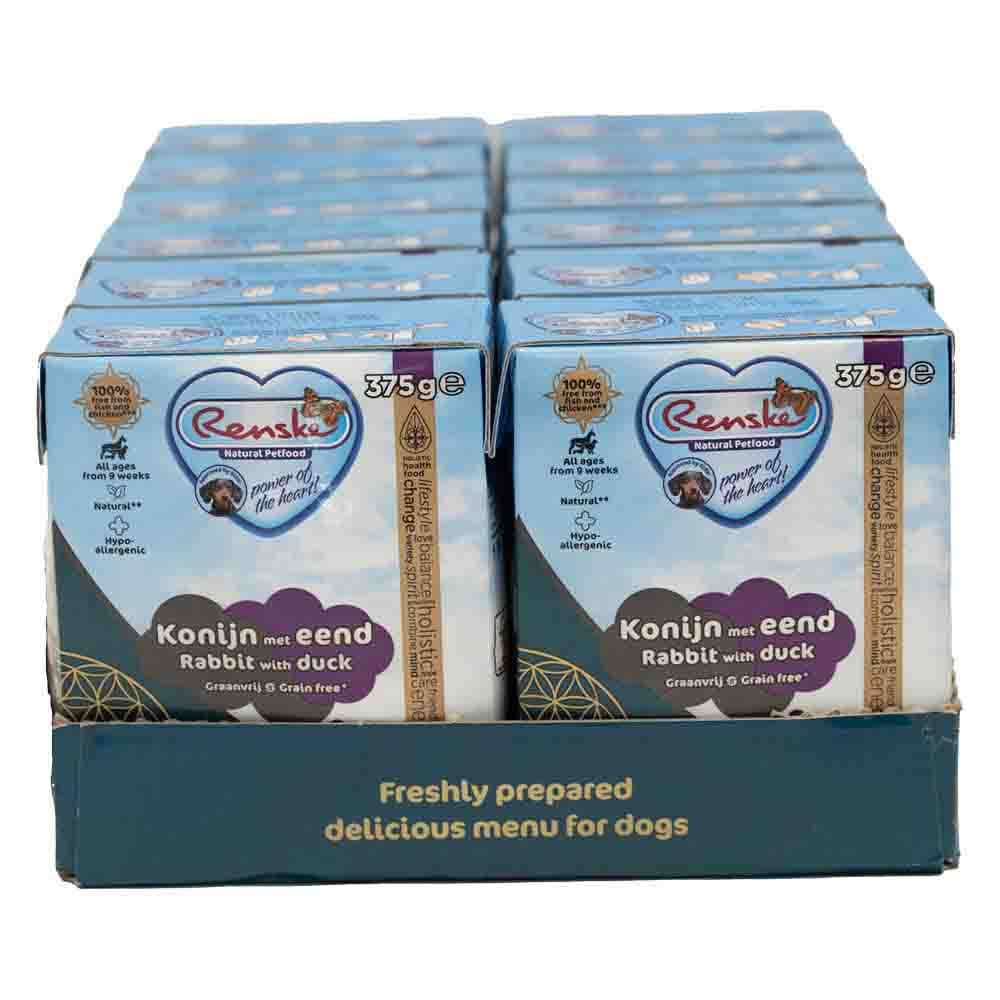12x Renske Vers Graanvrij Tetra Hondenvoer Nat Konijn met Eend 375 gr