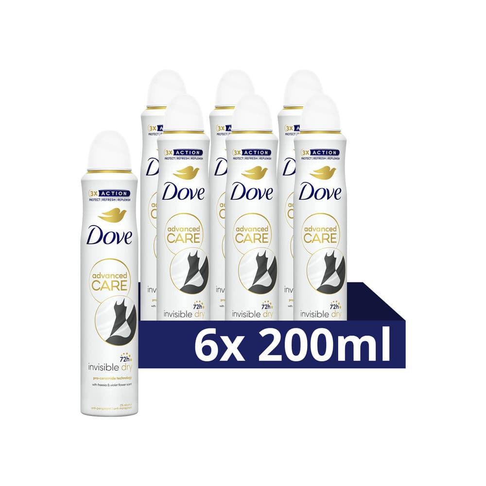 6x Dove Deodorant Spray Invisible Dry 200 ml