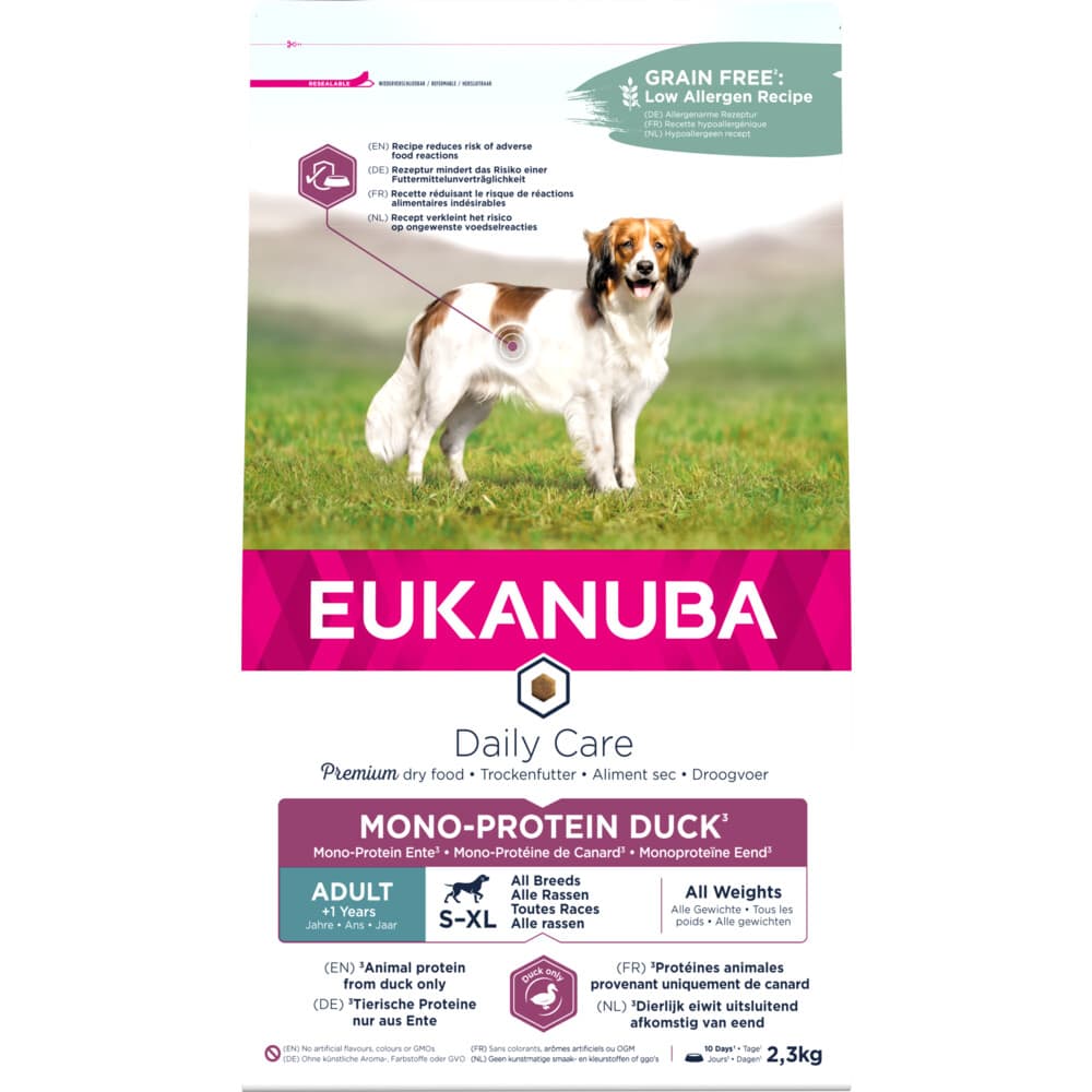 3x Eukanuba Adult Mono Proteïne Hondenvoer Eend 2,3 kg