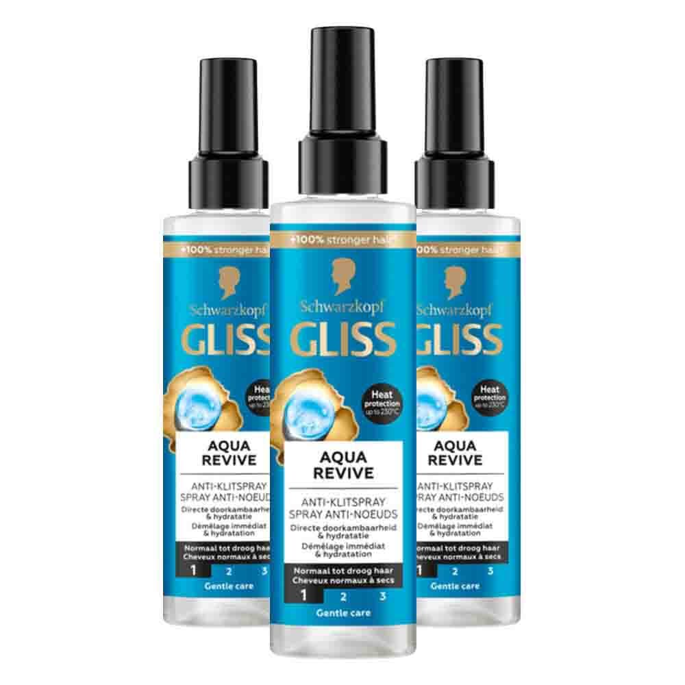 3x Gliss Aqua Revive Anti-Klit Spray 200 ml