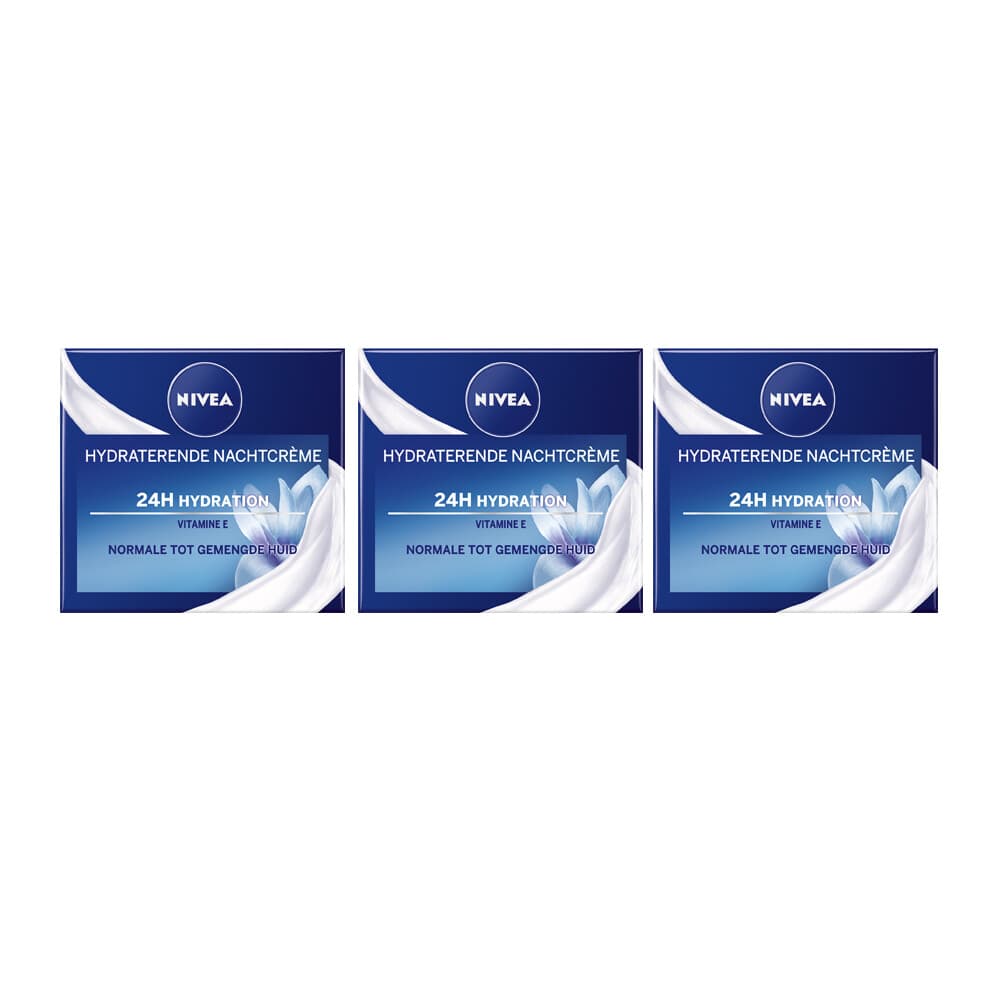 3x NIVEA Nachtcrème Hydraterend 50 ml