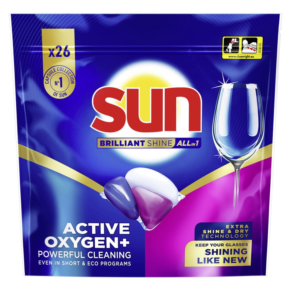 2+1 gratis: Sun Brilliant Shine All-in 1 Vaatwascapsules 26 stuks