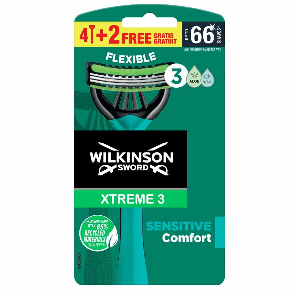 3x Wilkinson Wegwerpscheermesjes Xtreme 3 Sensitive Comfort 6 stuks