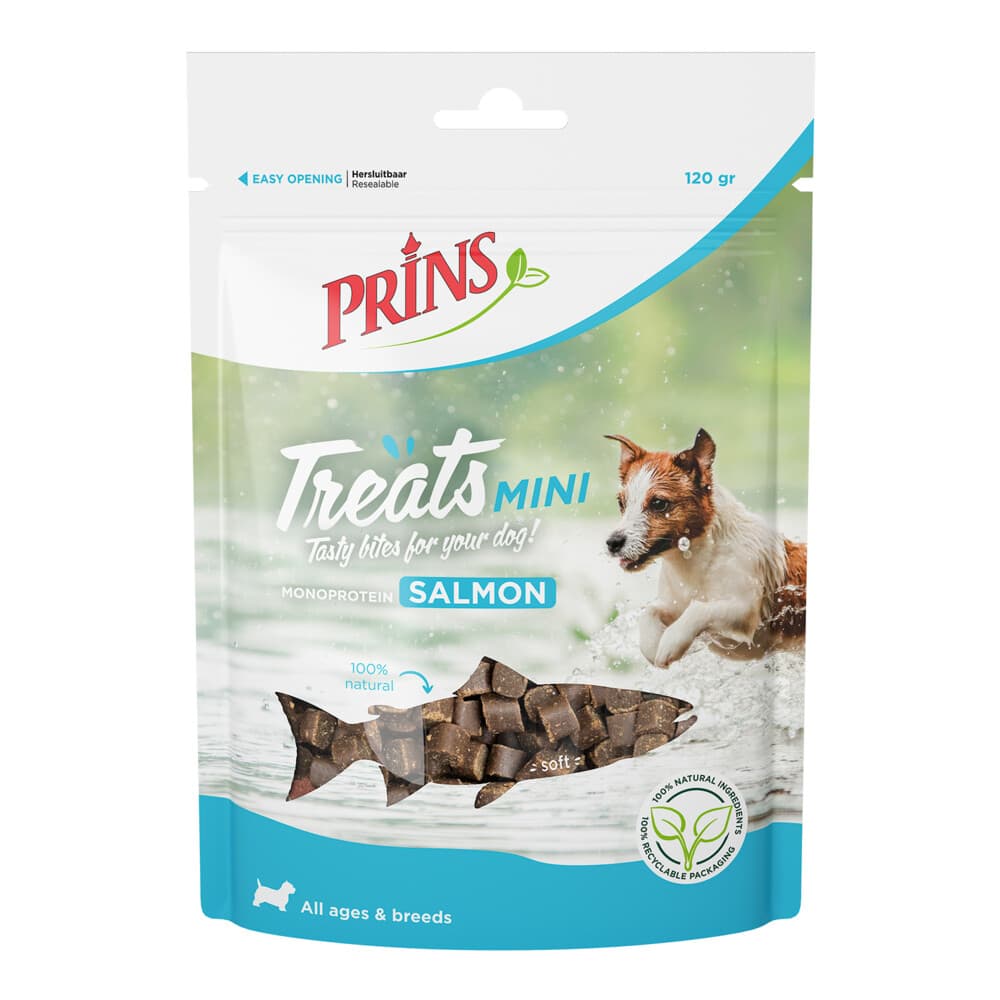 10x Prins Treats Mini Hondensnacks Zalm 120 gr