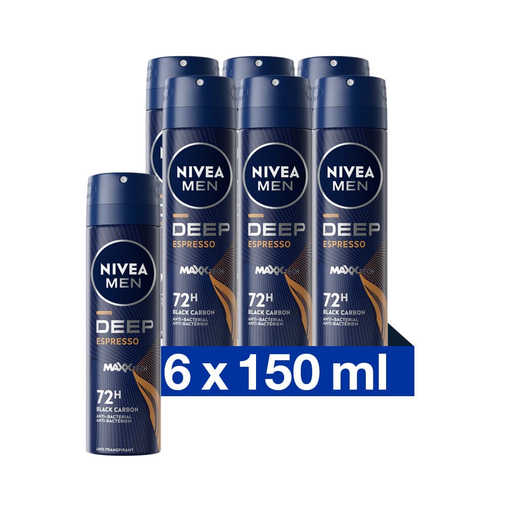 6x NIVEA Men Deep Espresso Anti Transpirant Spray 150 ml