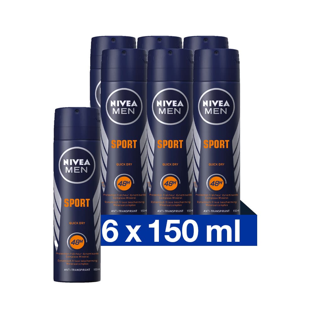 6x NIVEA Men Deodorant Spray Sport 150 ml