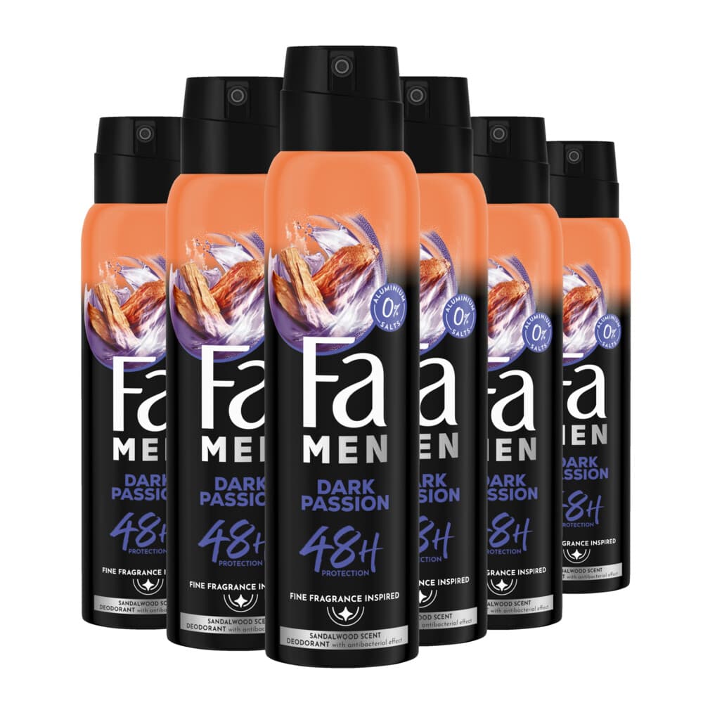 6x Fa Men Deodorant Spray Dark Passion 150 ml