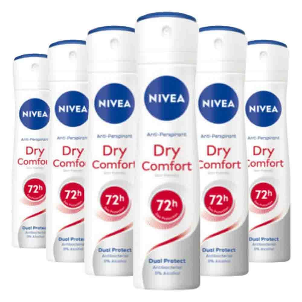6x NIVEA Deodorant Spray Dry Comfort 150 ml