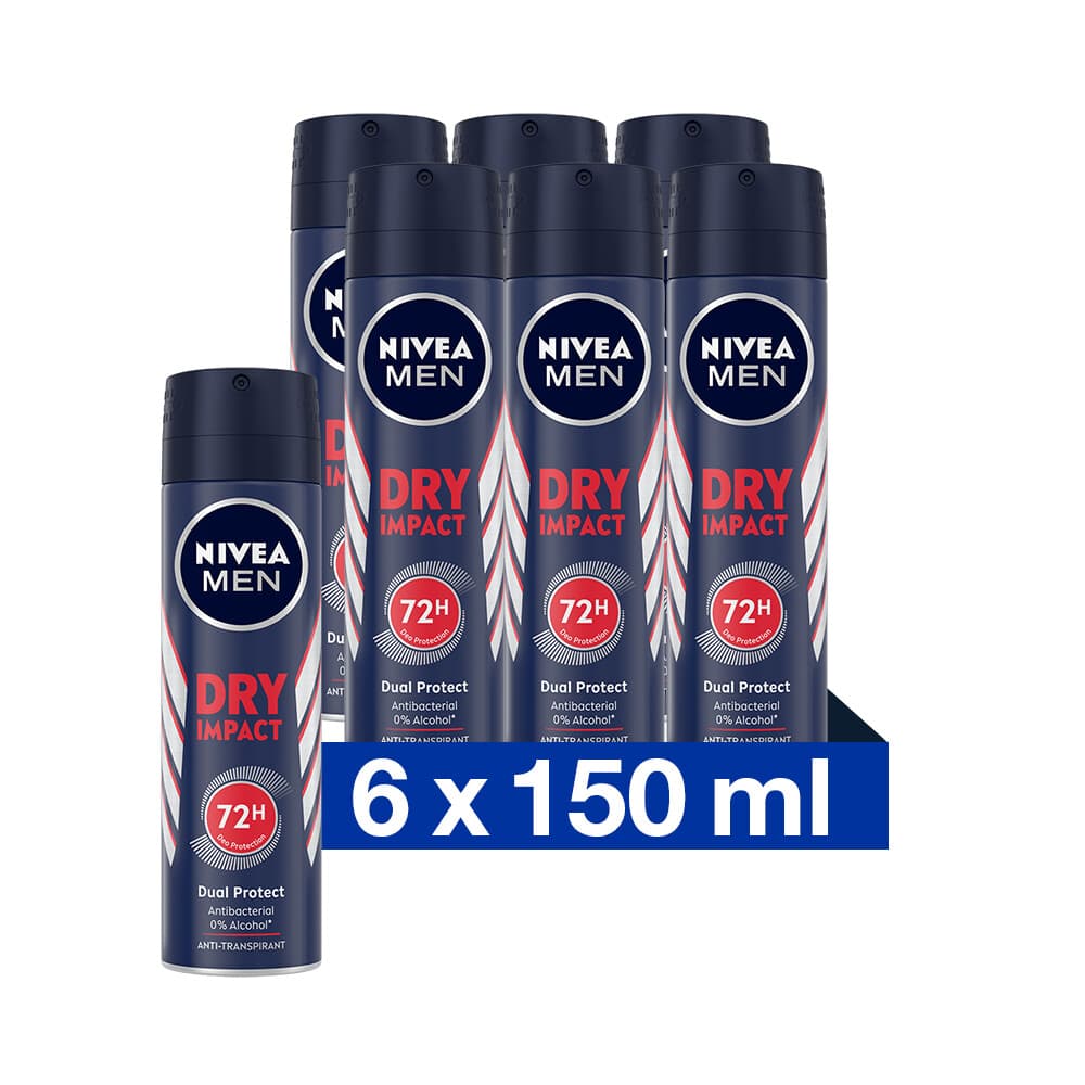 6x NIVEA Men Deodorant Spray Dry Impact 150 ml