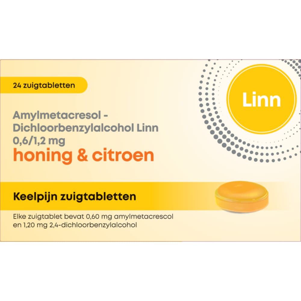 Linn Keelpijn Zuigtabletten Honing&Citroen 24 tabletten