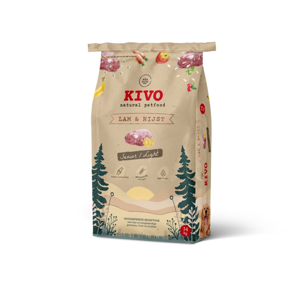 Kivo Lam&Rijst Senior Light Glutenvrij 14 kg