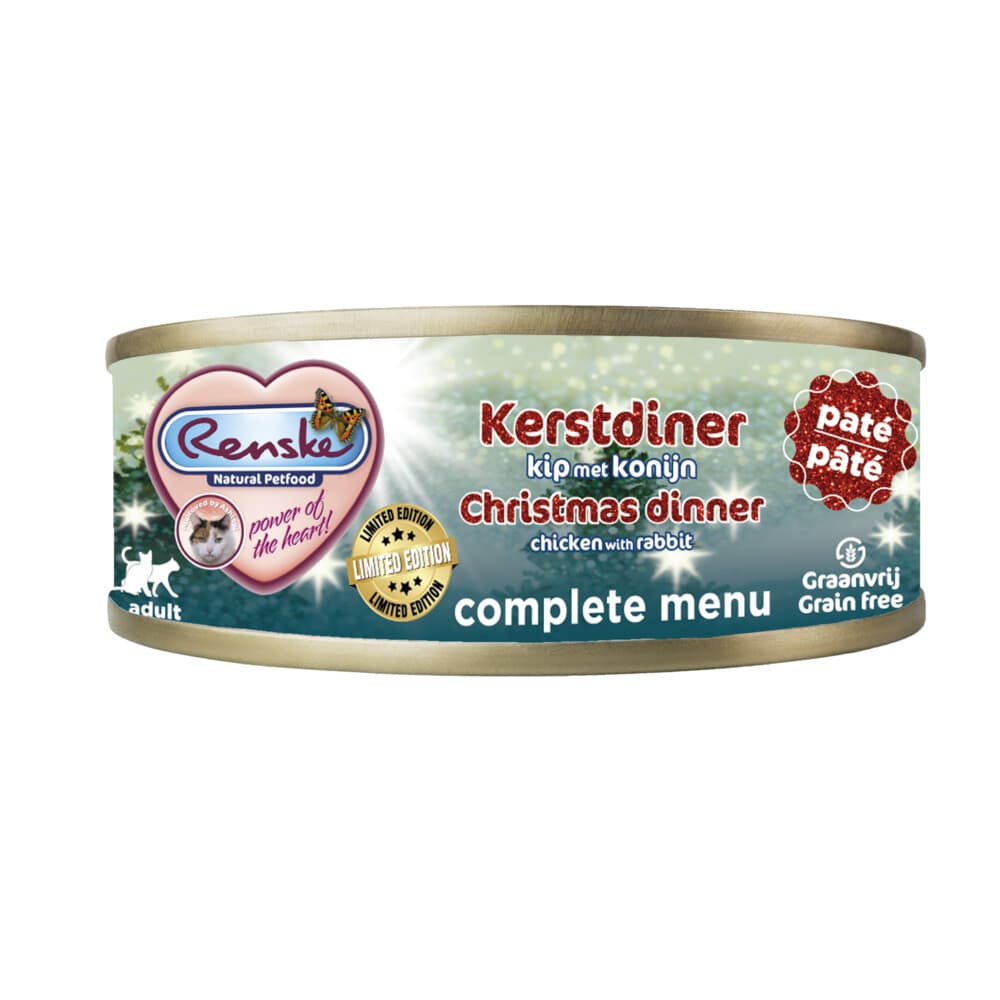 kerst tip3+1 gratis: Renske Vers Kattenvoer Nat Kerstdiner Limited 70 gr