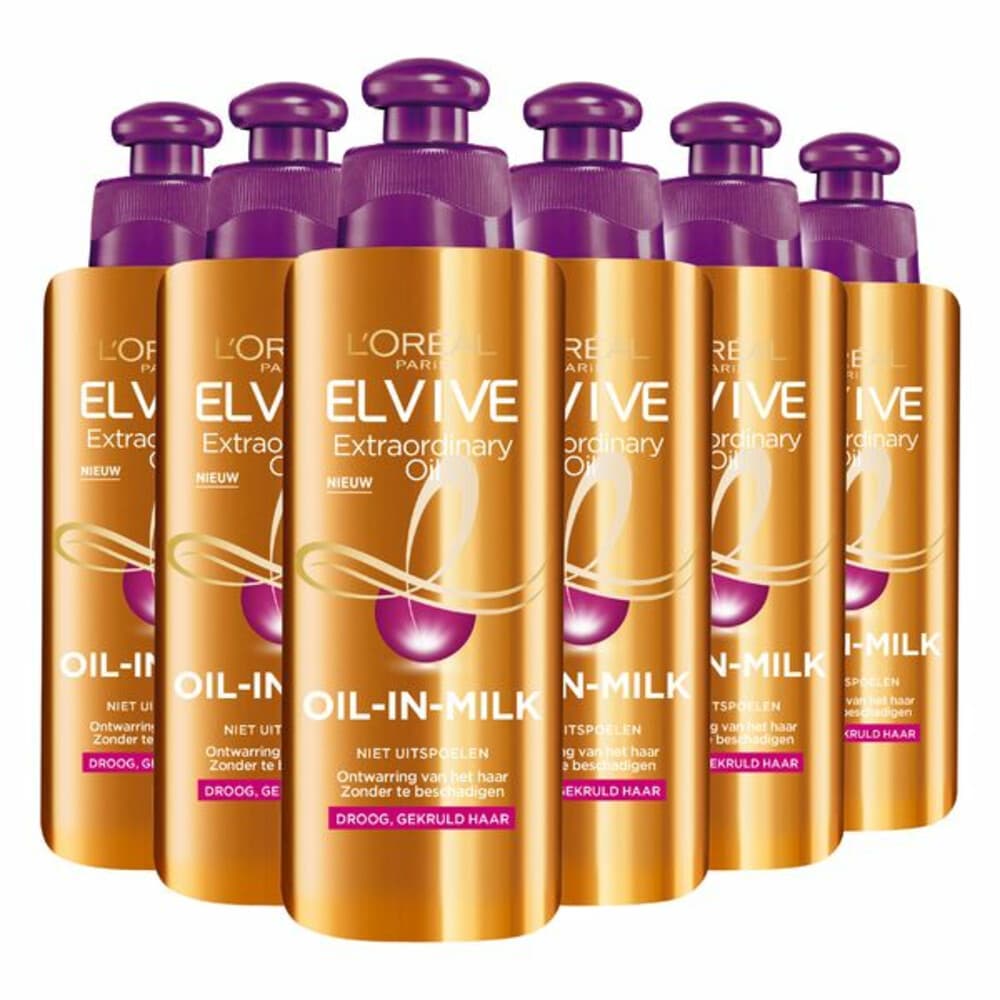 6x L'Oréal Elvive Extraordinary Oil Krulverzorging Oil-In-Milk 200 ml