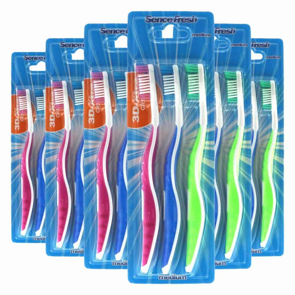 6x Sence Tandenborstels 3D-Extra Clean Medium 3 stuks