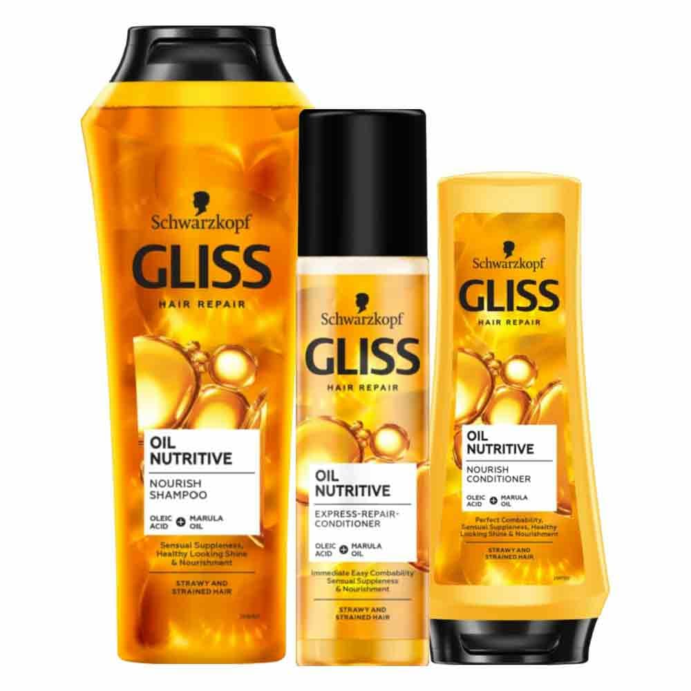 Gliss Oil Nutrive - Shampoo, Conditioner&Anti-klit Spray - Pakket