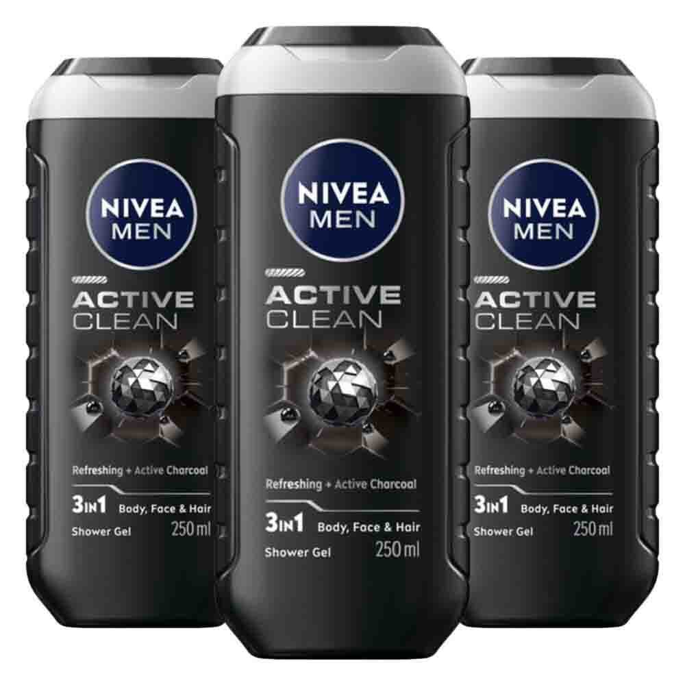3x NIVEA Men Douchegel Active Clean 250 ml