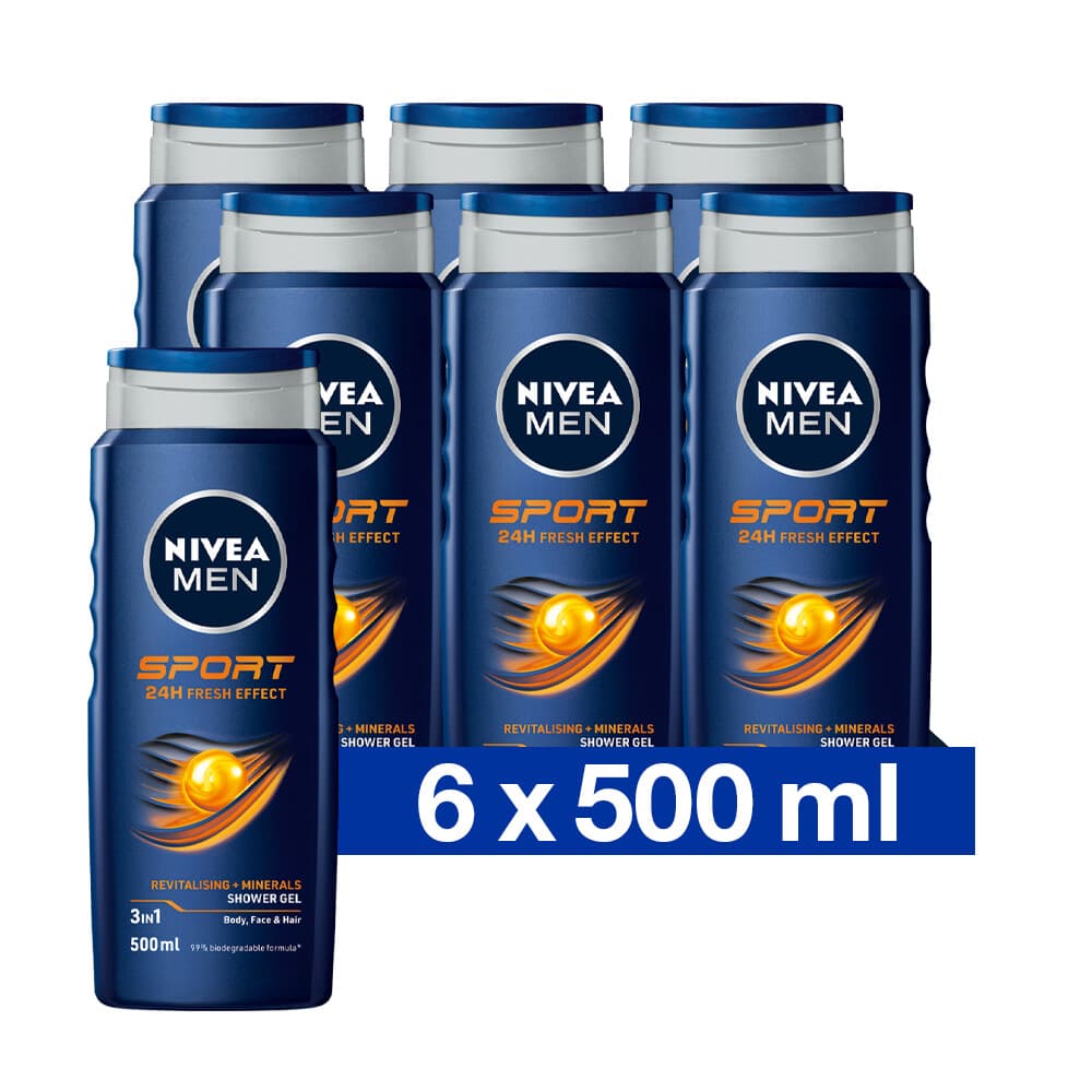 6x NIVEA Men Douchegel Sport 500 ml