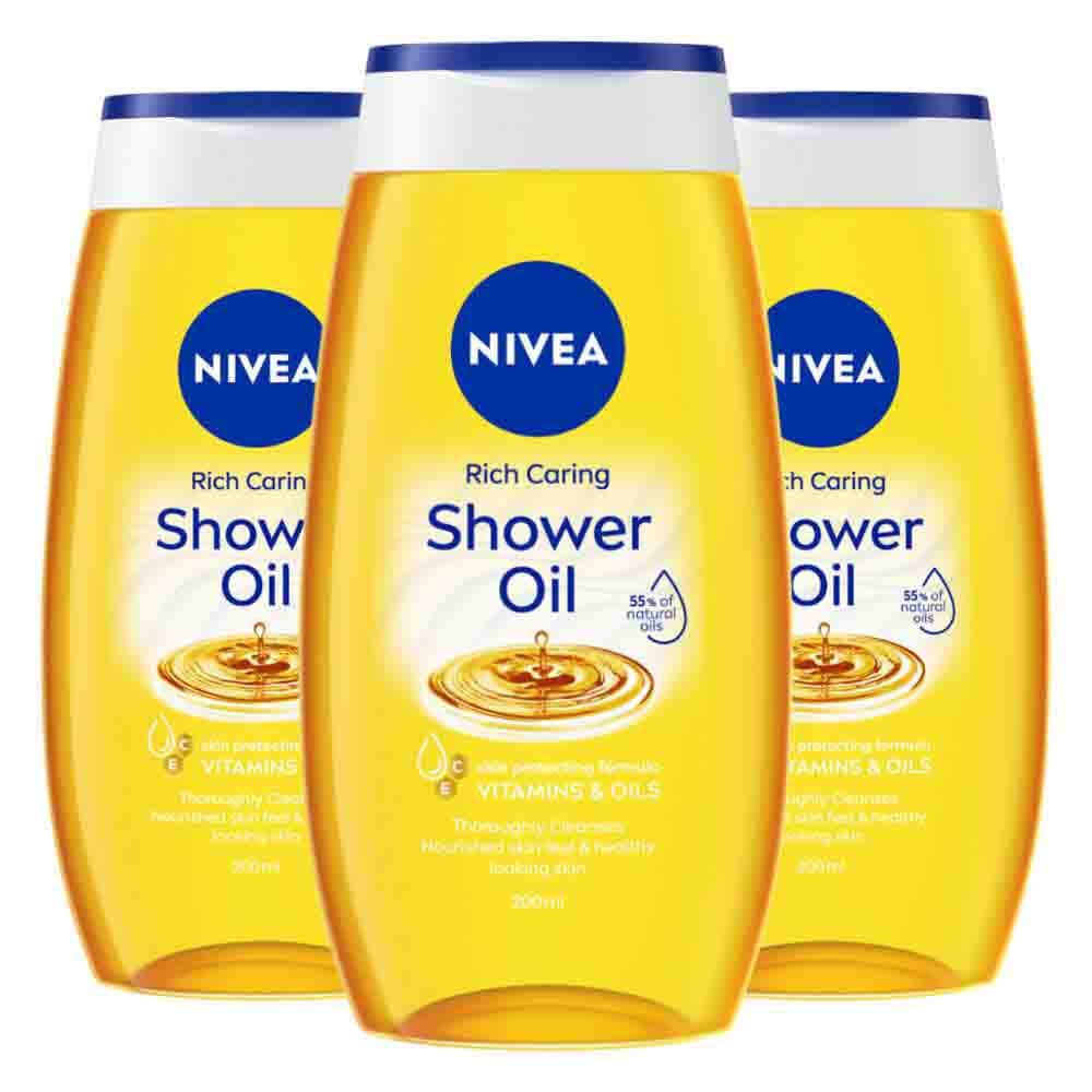 3x NIVEA Doucheolie Rich Caring 200 ml