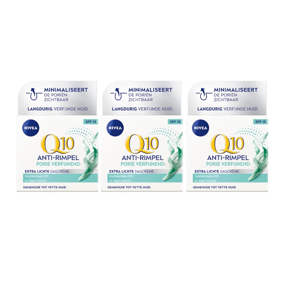 3x NIVEA Q10 Dagcrème Anti-Rimpel Extra Licht SPF 15 50 ml