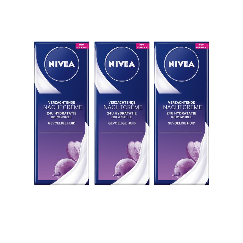 3x NIVEA Nachtcrème Verzachtend 50 ml