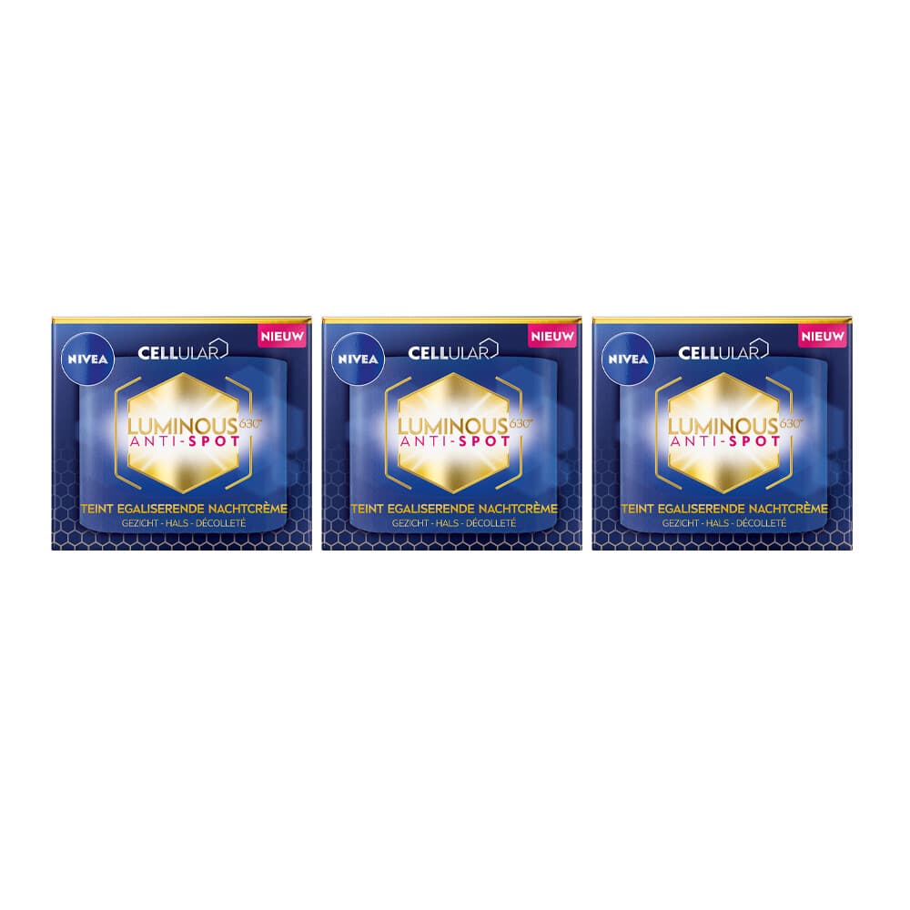 3x NIVEA Luminous 630 Nachtcrème Anti-Spot 50 ml