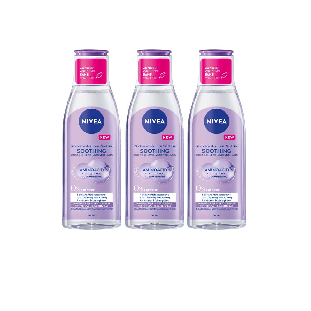 3x NIVEA 0% Residu Micellair Water Gevoelige Huid 200 ml