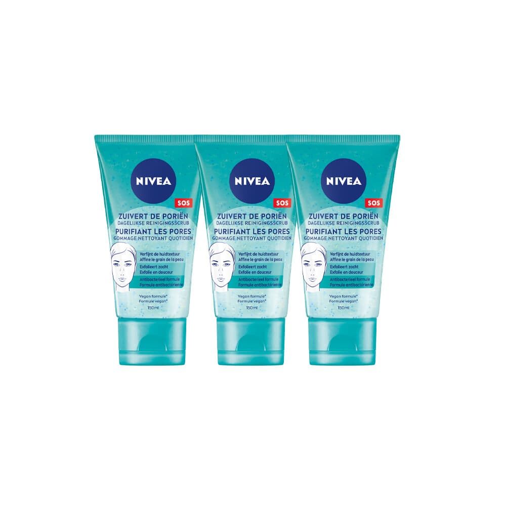 3x NIVEA Dagelijkse Reiniging Gezichtsscrub 150 ml